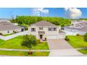 Lovely two-story home with a three car garage, well-manicured lawn, and neatly landscaped yard at 383 Blue Lake Cir, Kissimmee, FL 34758