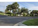 Community entrance with mature landscaping, signage and a street crossing at 4471 Marsh Harbor Dr, Tavares, FL 32778