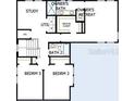 Second floor plan view featuring bedrooms, bathrooms, and a study area at 216 E Harding St, Orlando, FL 32806