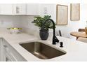 Close up of a modern kitchen sink with granite countertops and sleek fixtures at 539 Water St # 539, Kissimmee, FL 34747