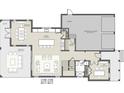 Detailed first-floor plan showcasing an open-concept layout with a spacious kitchen and living area at 1807 Magnolia Ave, Winter Park, FL 32789