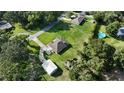 Overhead shot of a beautiful home with a large lot and mature trees in a serene setting at 33632 Wesley Rd, Eustis, FL 32736