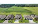 Aerial view of a single-Gathering home with a large backyard and surrounding houses at 9777 Sw 63Rd Loop, Ocala, FL 34481
