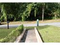 View of sidewalk to street with green lawn and mature landscaping at 532 W Wisconsin Ave, Deland, FL 32720
