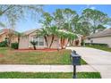 House exterior with palm trees, a driveway, and a mailbox at 189 Perfect Dr, Daytona Beach, FL 32124