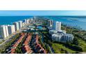 An aerial view of a condo building on beachfront at 3 Oceans West Blvd # 1D6, Daytona Beach Shores, FL 32118