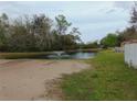 Scenic view of pond with fountain surrounded by lush greenery, creating a peaceful backyard oasis at 1367 Vine St, Daytona Beach, FL 32117