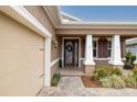 Inviting front entrance with a glass paneled door, flanked by stately columns and well-maintained landscaping at 903 Victoria Hills S Dr, Deland, FL 32724