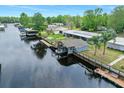 Waterfront residence featuring a private boat dock, canal access, and serene landscaping at 24919 Drive No 1, Astor, FL 32102