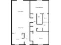 Detailed floor plan showcasing the layout of the kitchen, living room, and bedrooms at 3620 Cardinal Blvd # 80, Daytona Beach, FL 32118