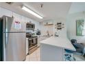 Modern kitchen featuring stainless steel appliances and white countertops at 3647 S Atlantic Ave # 5B, Daytona Beach, FL 32118