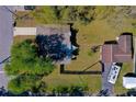 Aerial view showing the layout of the home and detached garage at 501 Powers Ave, Port Orange, FL 32127