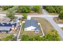 Aerial view of the property showcasing the fenced backyard, neighboring houses, and nearby street at 999 Trumbull St, Deltona, FL 32725
