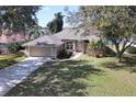 Beautiful one-story home with well-manicured lawn and landscaping, complemented by a two-car garage at 41 Ormond Green Blvd, Ormond Beach, FL 32174