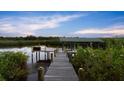 Picturesque waterfront dock featuring a covered boat lift and ample space for relaxation at 6317 Palmas Bay Cir, Port Orange, FL 32127