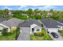 Aerial shot of the home nestled within a vibrant community, boasting manicured lawns and solar panels at 6212 W Fallsgrove Ln, Port Orange, FL 32128