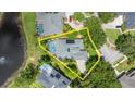 Aerial view showcasing a beautiful property with pool and well-defined property lines at 1653 Promenade Cir, Port Orange, FL 32129