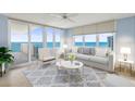 Bright living room with ocean view, modern furniture, and large windows at 2987 S Atlantic Ave # 903, Daytona Beach, FL 32118
