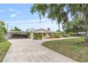 Street view of a single-story home with mature trees, covered parking, and a well-maintained front yard at 1411 Cliff Ave, Eustis, FL 32726