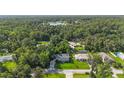 An aerial view showcasing the beautiful home nestled amongst lush trees and greenery near a serene lake at 2250 Davis Dr, New Smyrna Beach, FL 32168
