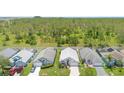 A high angle of several homes with manicured lawns, driveways, and private pools at 824 Casterton Cir, Davenport, FL 33897