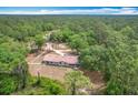 Beautiful aerial shot of a secluded home surrounded by dense forest and a long winding drive at 4931 Tropicana Dr, Indian Lake Estates, FL 33855
