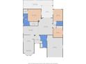 Detailed floor plan showcasing the layout of the home, including the primary bedroom, living room, and kitchen at 1424 Figueroa St, The Villages, FL 32162