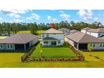 Beautiful backyard with a well-maintained lawn and black metal fence at 3153 Legends Preserve Dr, Daytona Beach, FL 32124