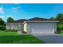 Charming single-story home with a two-car garage, manicured lawn, and vibrant landscaping at 756 Pelican Ct, Poinciana, FL 34759