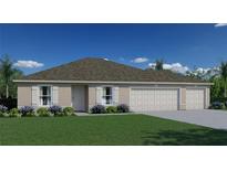 Charming single-story home with a well-manicured lawn, three-car garage, and classic architectural details at 2326 Sw 147Th Place Rd, Ocala, FL 34473