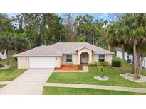 Charming one-story home with a well-maintained lawn, mature trees, and an attached two-car garage at 66 Old Sunbeam Dr, South Daytona, FL 32119