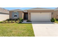 Charming single-story home with a well-manicured lawn and attached two-car garage at 207 Bottle Brush Dr, Haines City, FL 33844