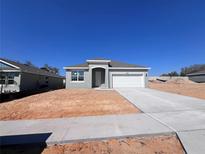 Charming single-story home with a neutral gray exterior, white trim, and a two-car garage at 2878 Supermarine Rd, Tavares, FL 32778