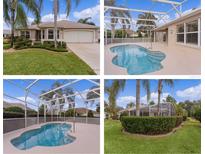 Aerial view showing the house, pool, and backyard at 571 Smithfield Pl, The Villages, FL 32162