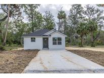 Charming single-story home featuring a concrete driveway and surrounded by lush trees at Lot 42 Indian Estates Cr 423, Lake Panasoffkee, FL 33538