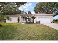 Single-story house with a two-car garage, landscaping, and a spacious lawn at 34245 Rosa Ln, Fruitland Park, FL 34731