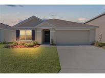 One-story house with a two-car garage and landscaping at 8661 Triumph Cir, Wildwood, FL 34785