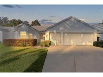 Two-car garage with a well-lit front yard at 2507 Caribe Dr, The Villages, FL 32162