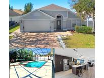 Charming single-Gathering home features a brick driveway, two-car garage, and manicured lawn with mature tree at 489 Bohannon Blvd, Orlando, FL 32824