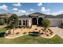 Beautiful single-story home with manicured landscaping and a welcoming front entrance at 8682 Bridgeport Bay Cir, Mount Dora, FL 32757