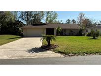 Charming single-story home featuring a well-maintained lawn, mature landscaping, and a two-car garage at 5 Magnolia Ln, Yalaha, FL 34797