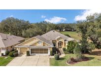 Beautiful single-Gathering home with a manicured lawn, mature trees, and a three-car garage at 21051 Royal St Georges Ln, Leesburg, FL 34748