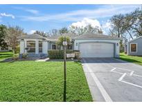 Charming single-story home boasts a well-maintained lawn and a two-car garage, offering both curb appeal and practicality at 203 Del Rio Drive, Lady Lake, FL 32159