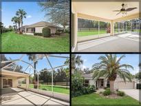 Four-image collage showcasing property's exterior, lanai, and landscaped grounds at 164 Palermo Pl, The Villages, FL 32159