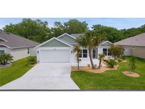 Charming single-story home with a two-car garage, well-maintained lawn, and attractive landscaping at 7539 Hagemeyer Pl, The Villages, FL 34762