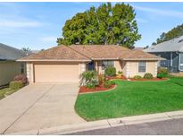 Charming single-story home with a manicured lawn, mature landscaping, and a two-car garage at 17898 Se 125Th Cir, Summerfield, FL 34491