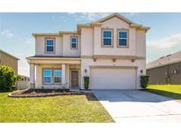 Two-story home with a well-manicured lawn and a two-car garage at 2572 Limerick Cir, Grand Island, FL 32735