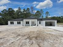New construction home featuring modern design, black accents, and attached garage at 40327 Royal Trails Rd, Eustis, FL 32736