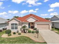 Charming single-story home with a well-manicured lawn and a two-car garage at 971 Caribou Way, The Villages, FL 32162