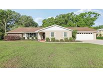 Charming single-story home with a well-manicured lawn and inviting curb appeal on a sunny day at 1202 Bly Ct, Eustis, FL 32726